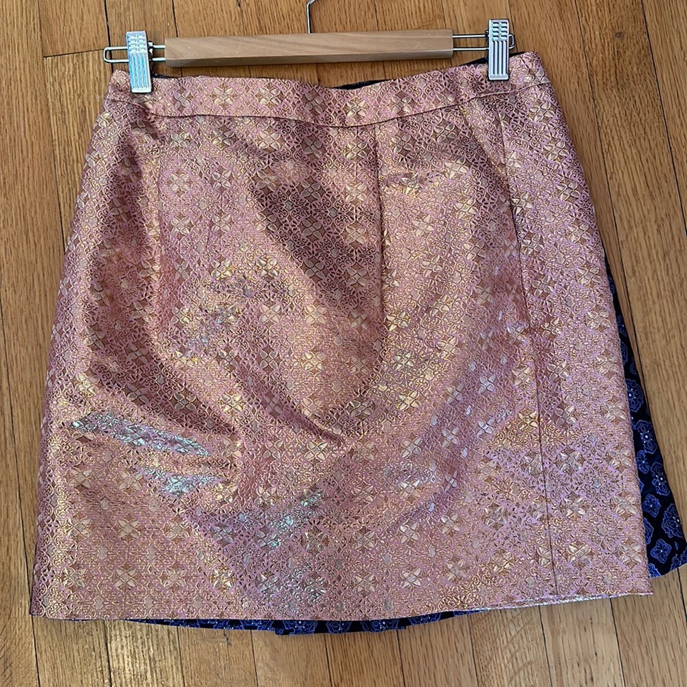 New jcrew pink and gold mini skirt